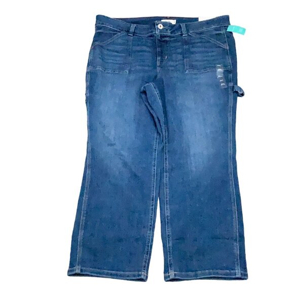 Maurices Edgely Jeans Women 24W Blue Carpenter Ankle Cotton‎ Recycled Poly NWT - Picture 1 of 15